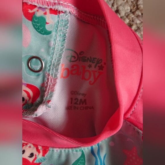 The Little Mermaid Baby Girl One-Piece Rash Guard Swimsuit size 12m - Picture 14 of 16